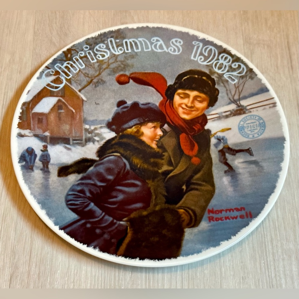 Rare Norman Rockwell Christmas 1982 Collector Plate w/ Certificate of Authority